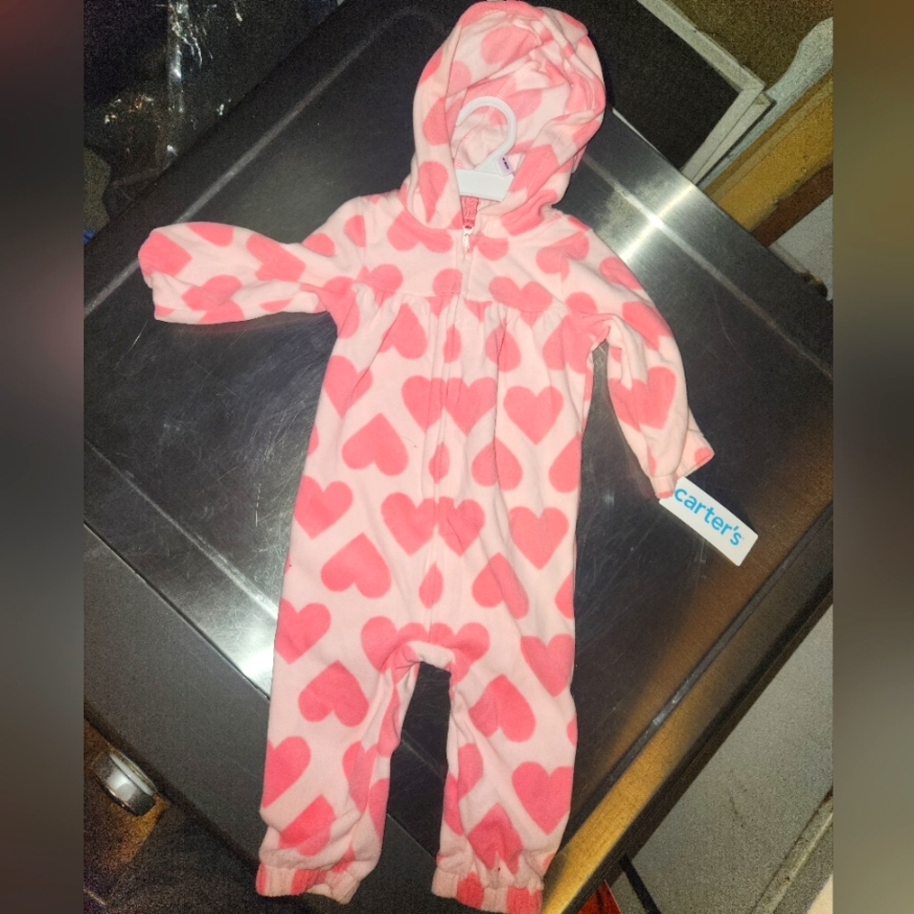NWT Carter's Pink Heart Baby Onesie- 9 M